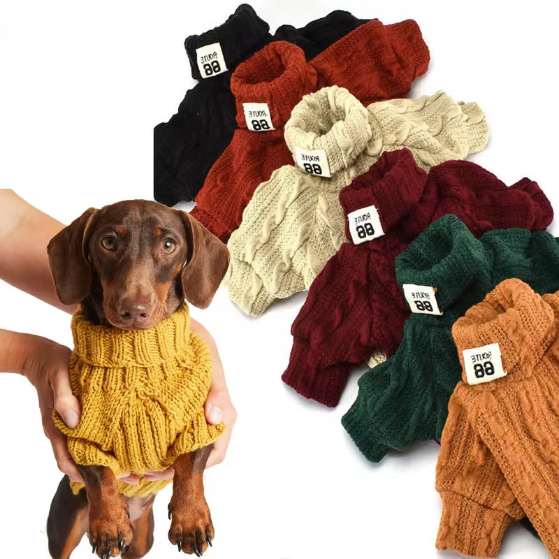 Dog Sweater Turtleneck Solid Color Dogs Clothes Warm Cotton for Puppy Small Medium Dogs Sweatshirt Jacket Chihuahua Teddy